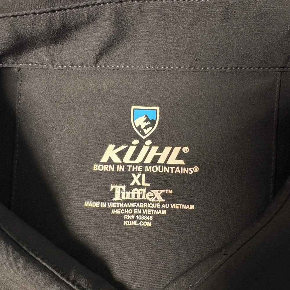 Kuhl Tufflex Mens XL Black Short Sleeve Button Down Performance Hiking Shirt - Picture 2 of 7